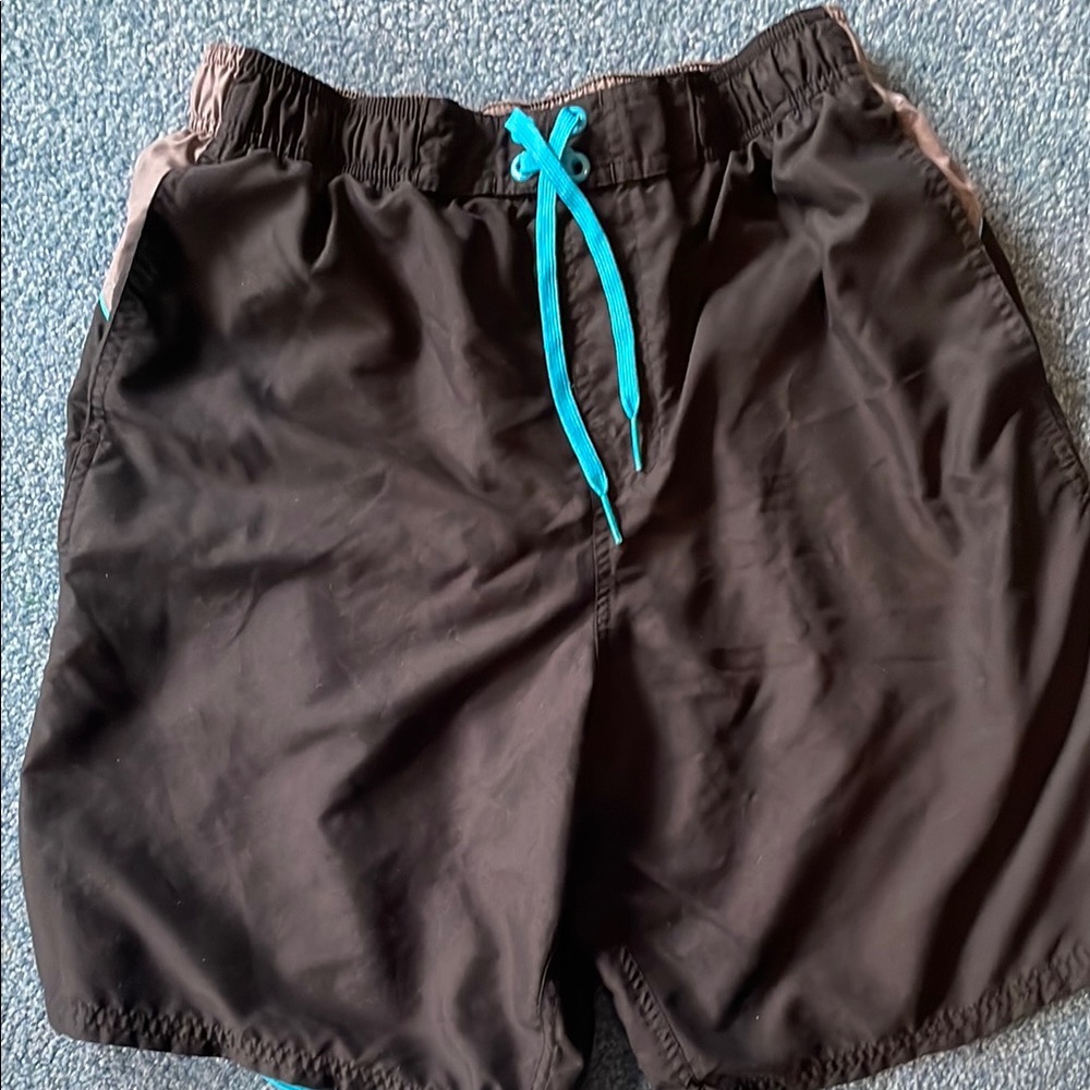 Nike Black Men's Swim Trunks with Teal Accents